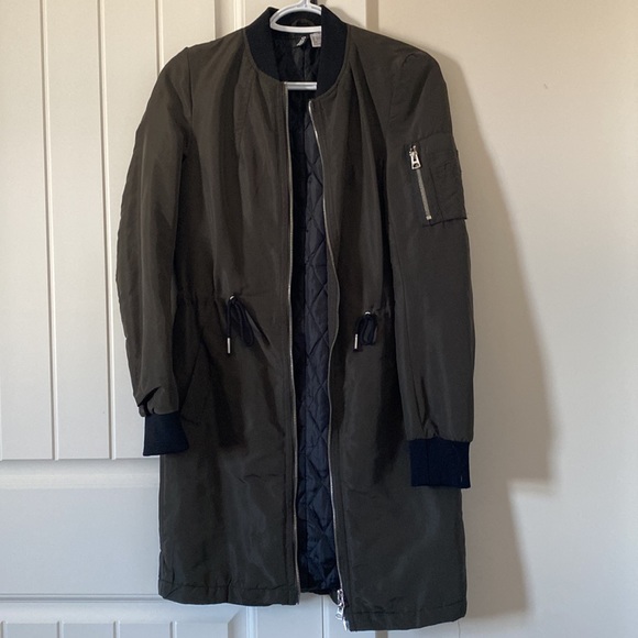 H&M long bomber jacket size 32 - Picture 2 of 5
